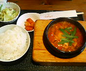 韓国家庭料理　有楽町　コパンコパンの豚キムチチゲ　ライスセット